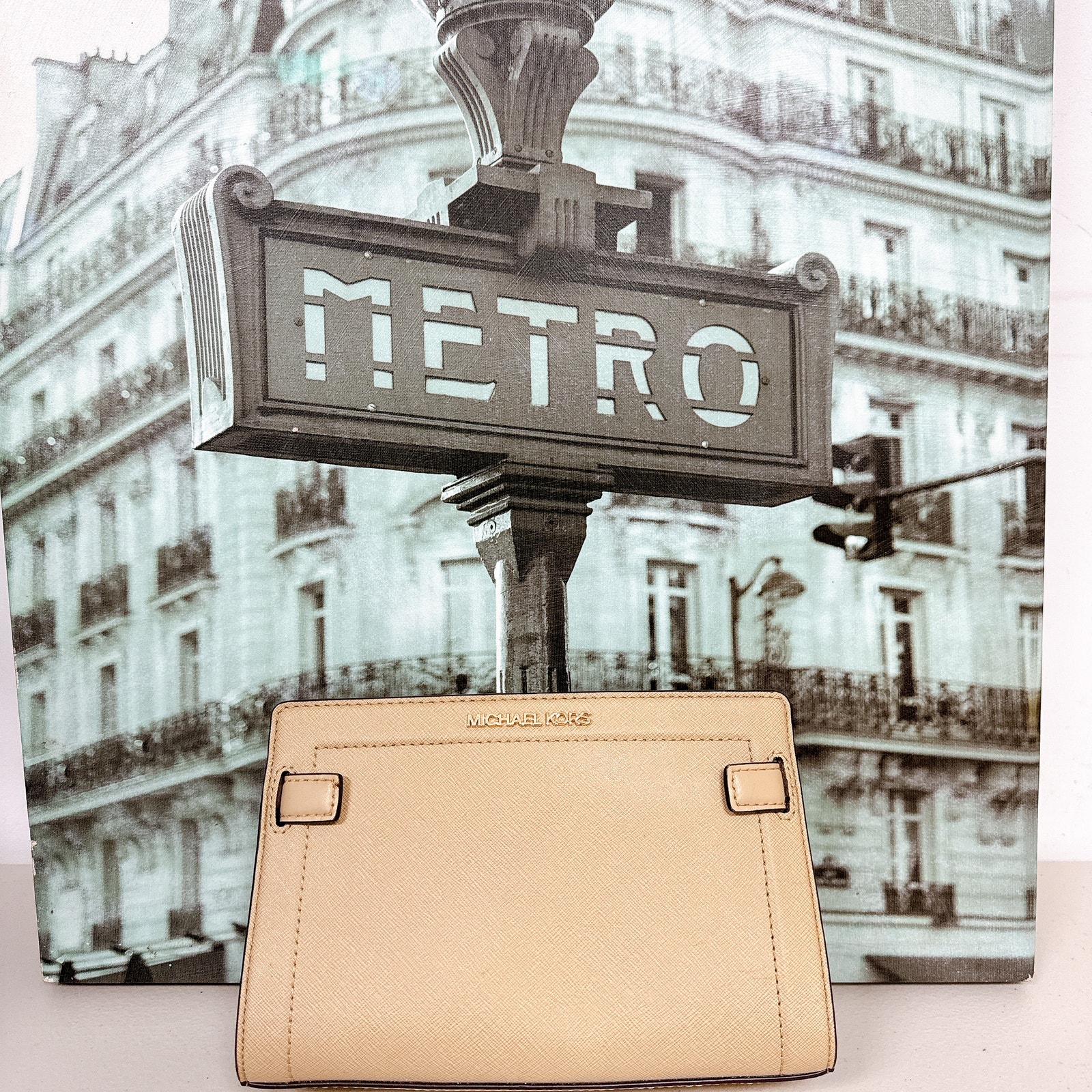 Michael Kors 35s0gu9c1l Rayne Small Crossbody Leather Classic Bisque